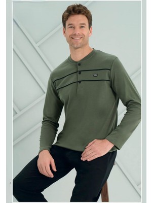 Over Sleep Erkek  Interlok Uzun Kollu Pijama Takımı 2201