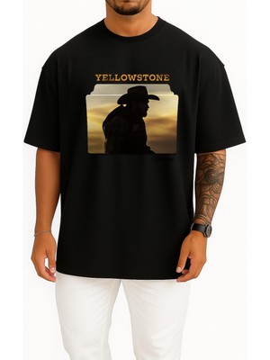 Bahriyeli Collection Oversize Yellowstone Yabancı Dizi Göğüs Tasarımlı Unisex T-Shirt