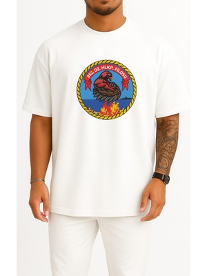 Bahriyeli Collection Oversize 362 Deniz Helikopter Filosu Deniz Hava Komutanlığı Göğüs Tasarımlı Unisex T-Shirt