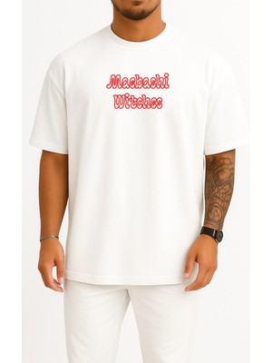 Bahriyeli Collection Oversize Maebashi Witches Anime Göğüs Baskılı Unisex T-Shirt