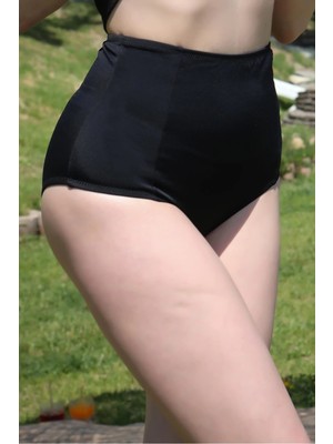 Moda Şahsenem Moda Kadın Yüksek Bel Tek Alt Bikini Siyah