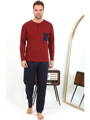 Moda Şahsenem Moda Erkek Uzun Kol Penye Bordo Pijama Takımı