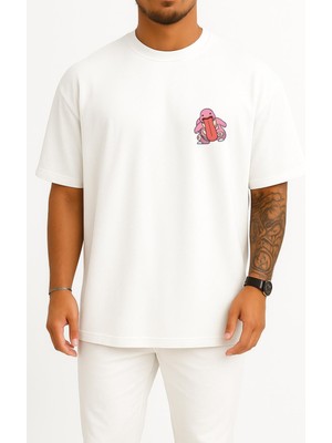 Bahriyeli Collection Oversize Lickitung Cep Baskılı Unisex T-Shirt