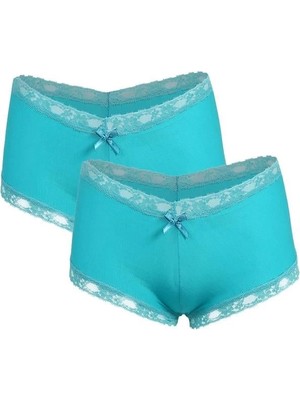 Moda Şahsenem Moda Kadın Pamuklu 2li Boxer Turkuaz