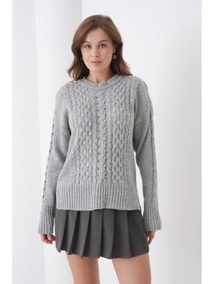 Mamayaga Kadın Kendinden Dokulu Uzun Kollu Bisiklet Yaka Spor Şık Kışlık Triko Kazak