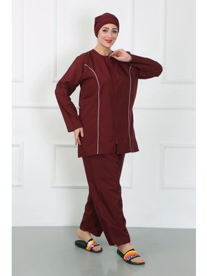 Moda Şahsenem Moda Büyük Beden Tesettür Büyük Mayo Bordo