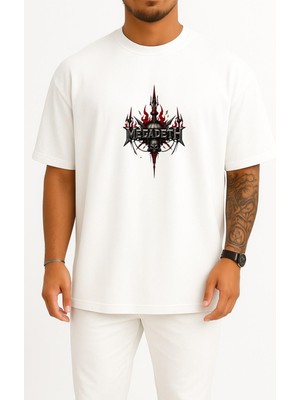 Bahriyeli Collection Oversize Megadeth Göğüs Baskılı Unisex T-Shirt