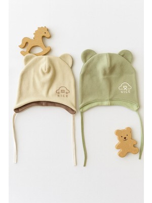 Greenmoon Dış Kısmı Polar Iç Kısmı %100 Pamuk 2'li Bebek Bere