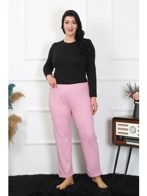 Moda Şahsenem Moda Kadın Büyük Beden Pembe Tek Alt Pijama