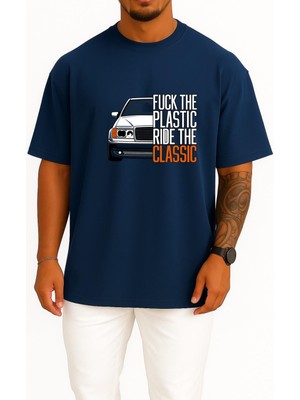 Bahriyeli Collection Oversize Plastik Araba Kullanma Klasik Araba Kullan Göğüs Baskılı Unisex T-Shirt