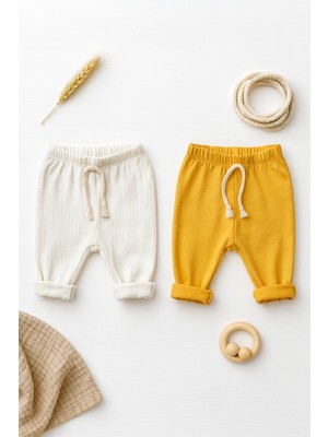 Kiddy Boo 2li Set Premıum Alt Eşofman %100PAMUK 0-3AY/3 Yaş Arası Kız Erkek Bebek Unisex