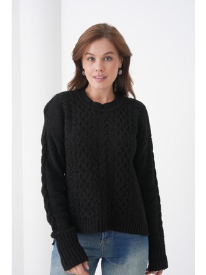 Mamayaga Kadın Kendinden Dokulu Uzun Kollu Bisiklet Yaka Spor Şık Kışlık Triko Kazak