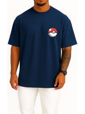 Bahriyeli Collection Oversize Pidgeotto Cep ve Sırt Tasarımlı Unisex T-Shirt