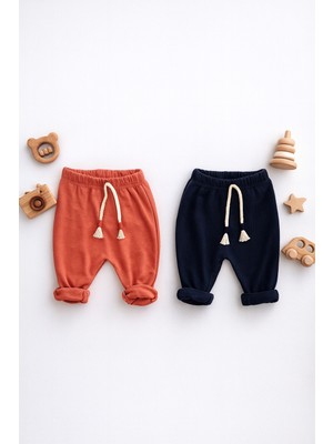 Kiddy Boo 2li Set Premıum Alt Eşofman %100PAMUK 0-3AY/3 Yaş Arası Kız Erkek Bebek Unisex