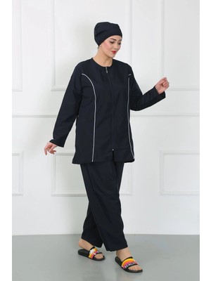 Moda Şahsenem Moda Büyük Beden Tesettür Büyük Mayo Lacivert