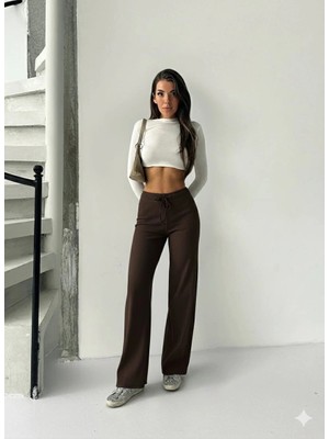 Pazarella Fit Comfort Bej Salaş Pantolon Kahve A6011