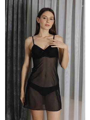 Moda Şahsenem Moda Kadın Fantezi Tül Gecelik Siyah