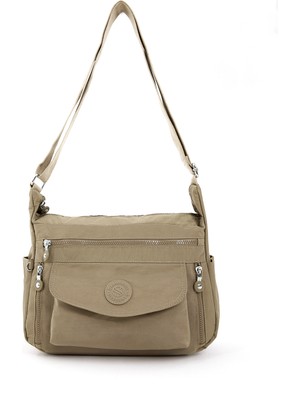 Sanmorris Glc Kadın 3053 Suya Dayanıklı Krinkıl Kumaş Çok Gözlü Ayarlanabilir Çapraz Askılı Omuz Çantası