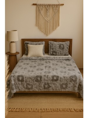 La Lune Home Dama Desen Tavşan Tüyü Yatak Örtüsü Battal Boy