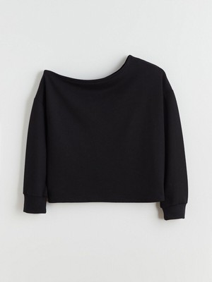 LC Waikiki Lcw Yeni Yeni Sezon Kayık Yaka Oversize Kadın Sweatshirt Tunik