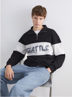 LC Waikiki Lcw Yeni Artı Yeni Sezon Dik Yaka Renk Bloklu Erkek Sweatshirt