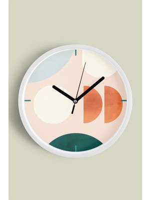 JHAAR Soyut - Bohem - Geometrik Temalı Modern Duvar Saati - 35 - Önü Camlı Beyaz Kasa - Sessiz Mekanizma