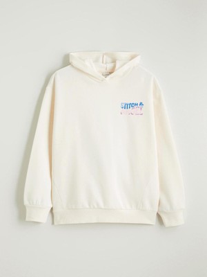 LC Waikiki Lcw Yeni Yeni Sezon Stitch ve Angel Baskılı Kız Çocuk Kalın Sweatshirt