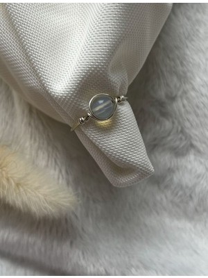 Pel Design Opal Taşı Ayarlanabilir Gümüş Renk Tel Yüzük