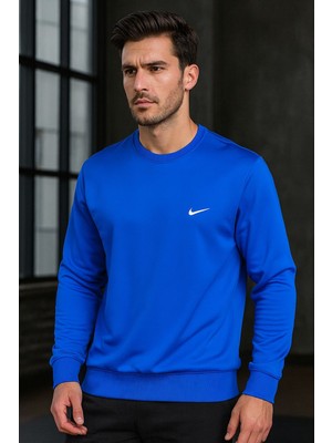 “erkek Spor Sweatshirt Mavi – Rahat Kesim, Hafif Kumaş, Günlük Şık Kapşonsuz Üst”