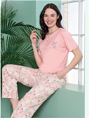 Over Sleep 1857 Modal Poleren Pembe Pijama Takım