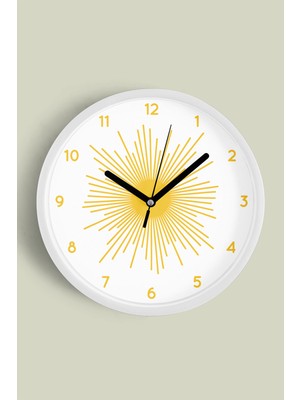 JHAAR Modern Tasarım Duvar Saati - 35 - Önü Camlı Beyaz Kasa - Sessiz Mekanizma