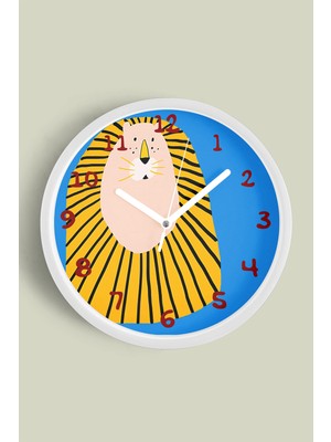 JHAAR Şaşkın Kedi Çocuk Odası Modern Duvar Saati - Büyük L 35 cm - Beyaz Kasa - Camlı Sessiz