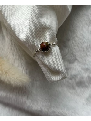 Pel Design Unakit Taşı Gümüş Renk Ayarlanabilir Tel Yüzük