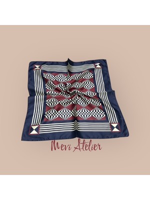 Mevi Atelier Desenli Karışık Renkli Fular 50 x 50