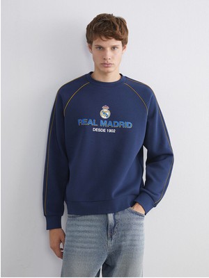 LC Waikiki Lcw Yeni Bisiklet Yaka Real Madrid Baskılı Erkek Taraftar Sweatshirt