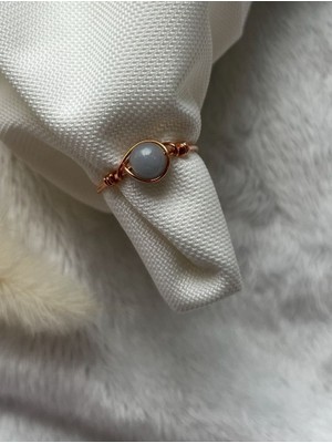 Pel Design Angelit Taşı Bakır Renk Ayarlanabilir Tel Yüzük