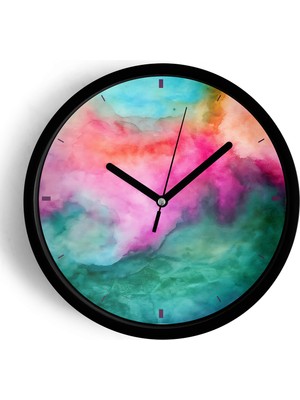 JHAAR Soyut - Bohem Modern Duvar Saati - 35cm - Önü Camlı Siyah Kasa