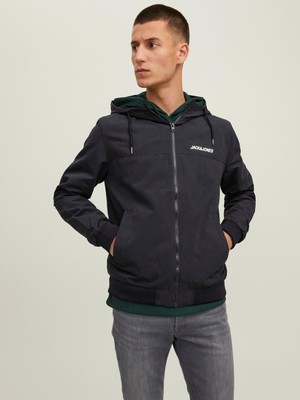 Jack & Jones JJERUSH HOOD BOMBER NOOS Black
