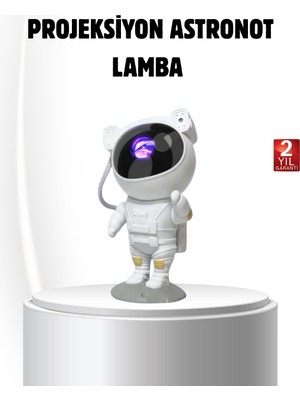 Ucuz Tekno Bluetooth Müzikli Astronot Projeksiyon Lambası Yıldız ve Ay Efektli