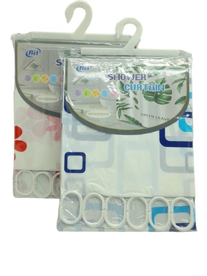 Marsilyan Çif Kanat Pvc Banyo Perdesi 2  Parça  x 90X180CM - 12 Halkalı (4940)