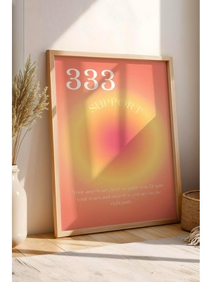 Satürn Design Angel No 333 Support Çerçeveli Tablo Melek Sayıları Destek Dayanak Aura Enerji Renkleri