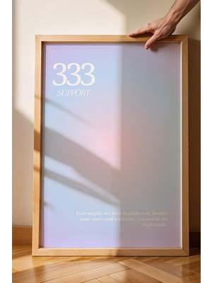 Satürn Design Angel No 333 Support Çerçeveli Tablo Melek Sayıları Destek Dayanak Aura Enerji Renkleri