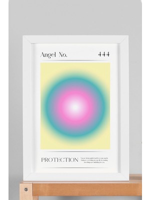 Satürn Design Angel No 444 Protection Çerçeveli Tablo Melek Sayıları Koruma Aura Enerji Renkleri
