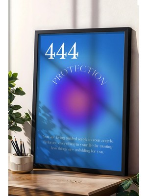 Satürn Design Angel No 444 Protection Çerçeveli Tablo Melek Sayıları Koruma Aura Enerji Renkleri
