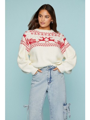 F21 Fair Isle Bisiklet Yaka Kazak