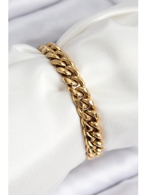 Dktt 316L Çelik Klasik Kalın Zincir Model Gold Renk Kadın Bileklik - TJ-BB7791