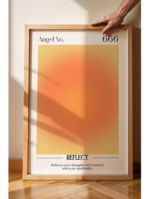 Satürn Design Angel No 666 Reflect Çerçeveli Tablo Melek Sayıları Yansıtmak Aura Enerji Renkleri