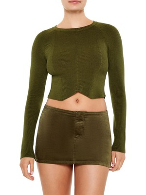 F21 Yırtmaç Detaylı Crop Kazak