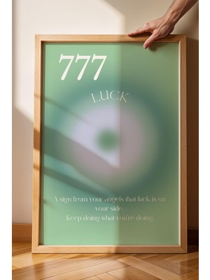 Satürn Design Angel No 777 Luck Çerçeveli Tablo Melek Sayıları Şans Aura Enerji Renkleri