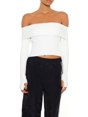 F21 Triko Düşük Omuzlu Kazak